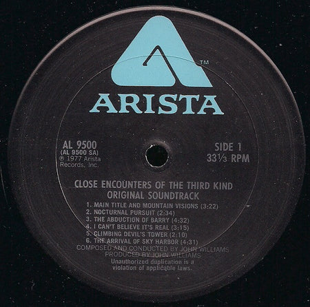 John Williams (4) : Close Encounters Of The Third Kind (Original Motion Picture Soundtrack) (LP, Album, Ter)