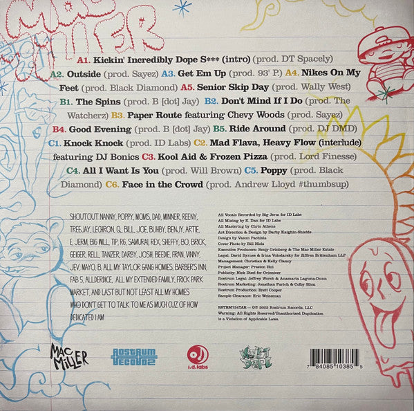 Mac Miller : K.I.D.S. (Kickin Incredibly Dope Shit) (LP + LP, S/Sided, Etch + Ltd, Mixtape, RE, Red)