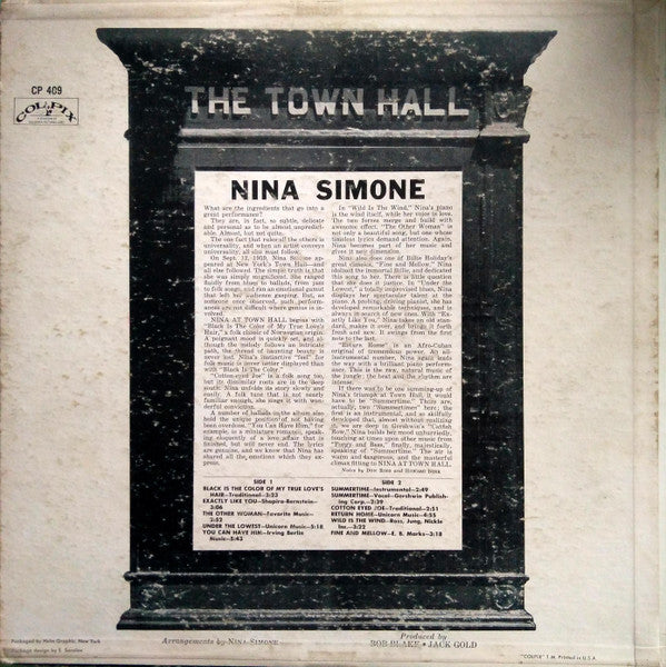 Nina Simone : Nina Simone At Town Hall (LP, Album, Mono, SR-)