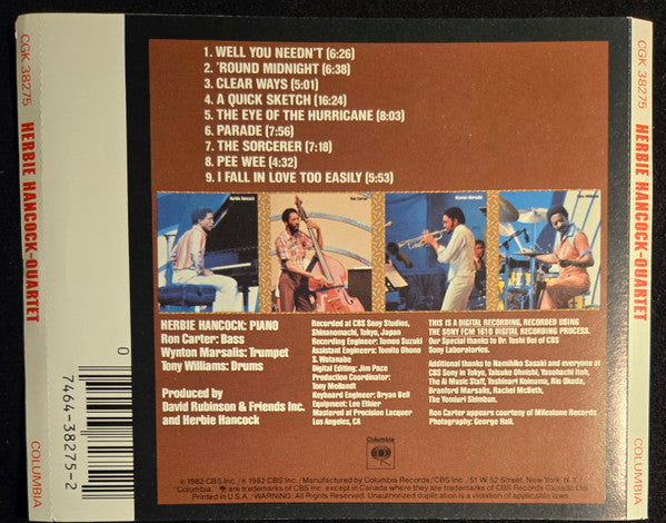 Herbie Hancock Quartet Featuring Wynton Marsalis, Ron Carter And Anthony Williams : Herbie Hancock Quartet (CD, Album, RE)
