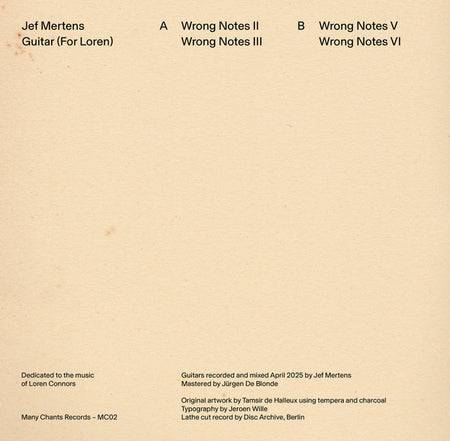 Jef Mertens : Guitar (For Loren) (Lathe, 10", EP, Ltd)