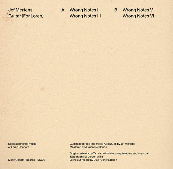Jef Mertens : Guitar (For Loren) (Lathe, 10", EP, Ltd)