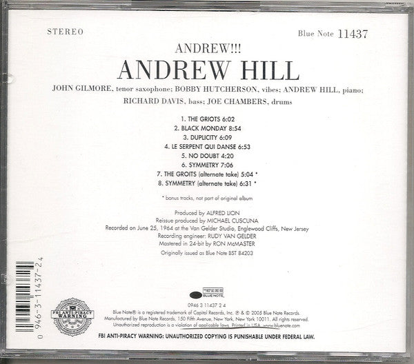 Andrew Hill : Andrew!!! (CD, Album, Ltd, RE, RM)