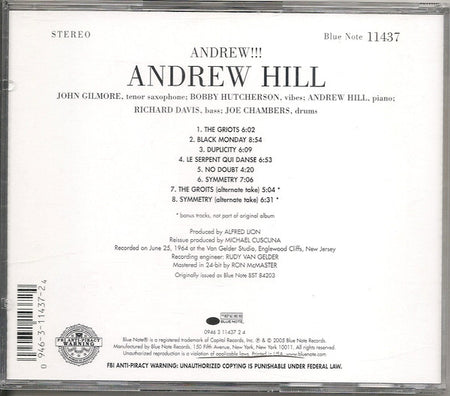 Andrew Hill : Andrew!!! (CD, Album, Ltd, RE, RM)
