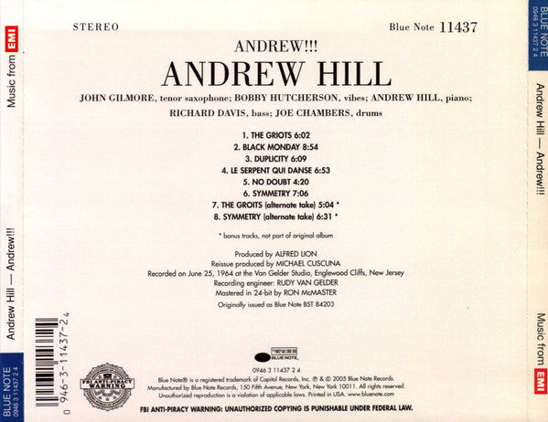 Andrew Hill : Andrew!!! (CD, Album, Ltd, RE, RM)