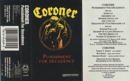 Coroner : Punishment For Decadence (Cass, Album)