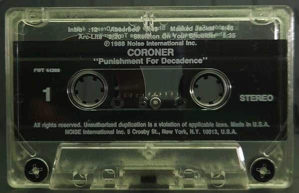Coroner : Punishment For Decadence (Cass, Album)