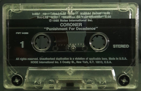 Coroner : Punishment For Decadence (Cass, Album)