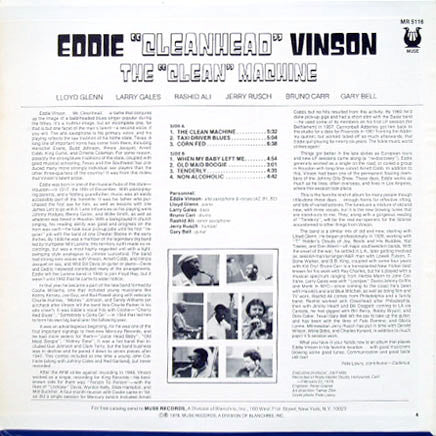 Eddie "Cleanhead" Vinson : The "Clean" Machine (LP, Album)