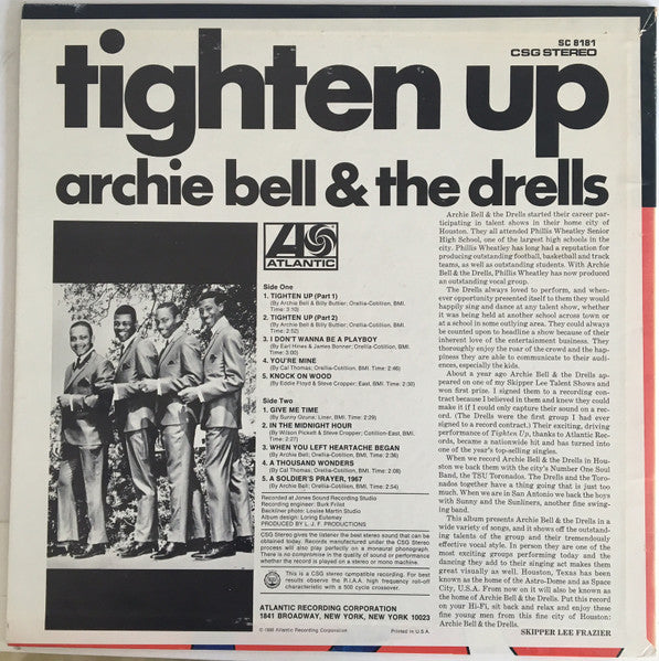 Archie Bell & The Drells : Tighten Up (LP, Album, Promo, Pre)