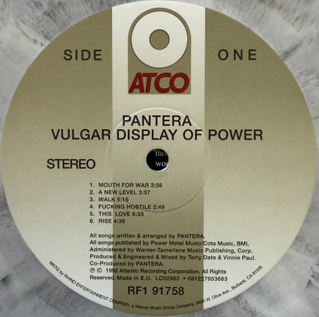 Pantera : Vulgar Display Of Power (LP, Ltd, RE, Whi)