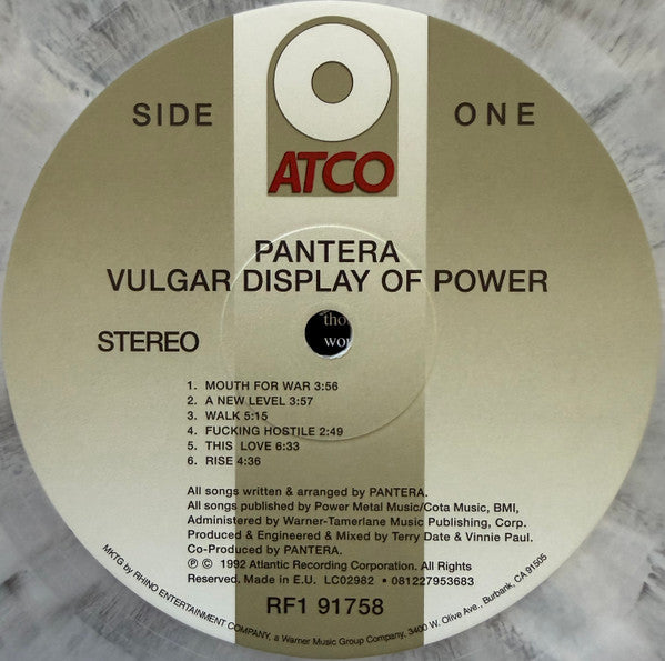 Pantera : Vulgar Display Of Power (LP, Ltd, RE, Whi)