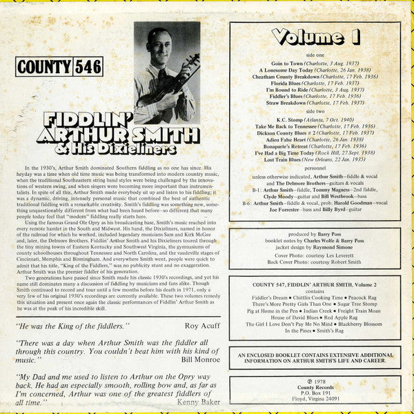 Fiddlin' Arthur Smith & His Dixieliners : Fiddlin' Arthur Smith & His Dixieliners: Volume 1 (LP, Comp)