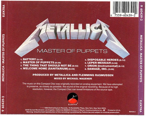 Metallica : Master Of Puppets (CD, Album, RE, SRC)