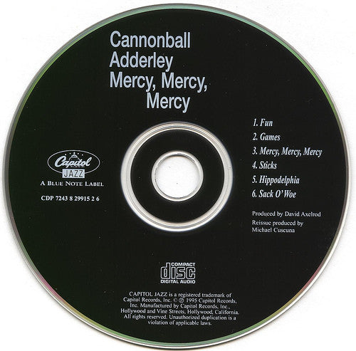 The Cannonball Adderley Quintet : Mercy, Mercy, Mercy! - Live At "The Club" (CD, Album, RE, EMI)