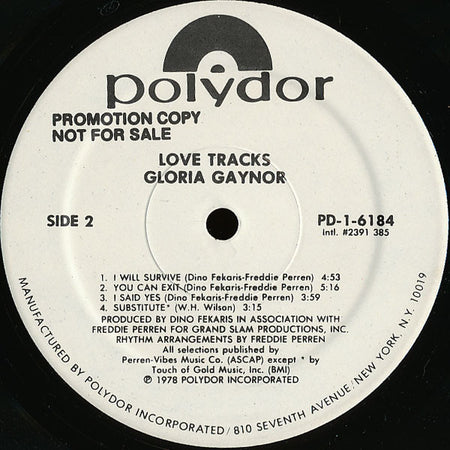 Gloria Gaynor : Love Tracks (LP, Album, Promo)