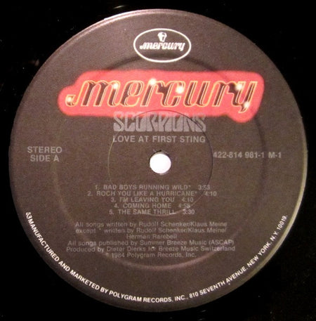 Scorpions : Love At First Sting (LP, Album, 53 )