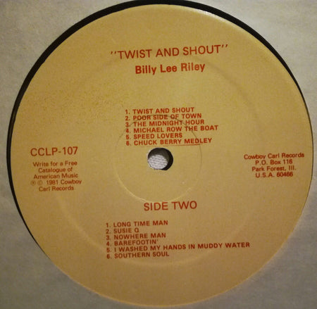 Billy Lee Riley : Twist N Shout (LP, Album, RE)