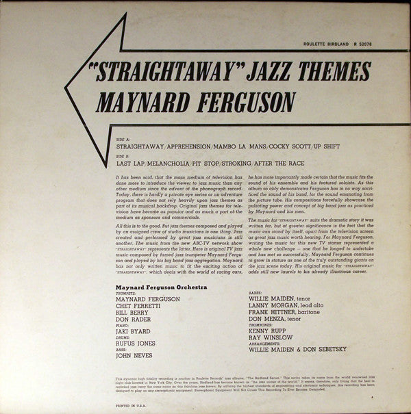 Maynard Ferguson : "Straightaway" Jazz Themes (LP, Album, Mono)