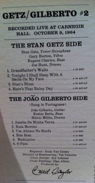 Stan Getz - Joao Gilberto* : Getz/Gilberto #2 (LP, Album, Gat)
