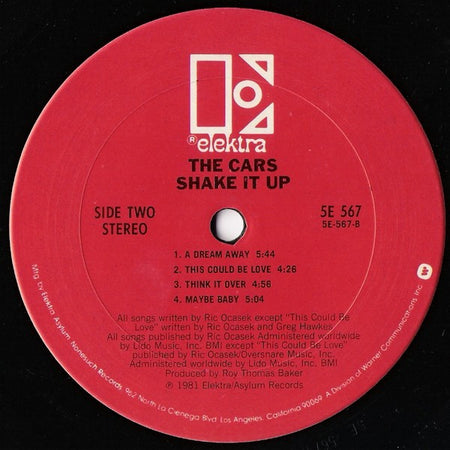 The Cars : Shake It Up (LP, Album, Club, Car)