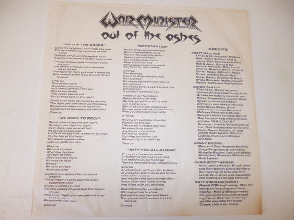 War Minister : Out Of The Ashes (12")