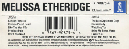 Melissa Etheridge : Melissa Etheridge (Cass, Album, SR,)