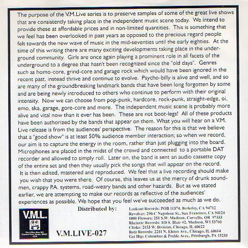 Quincy Punx : 1/12/96 (Fireside Bowl - Chicago, IL) (7", EP)