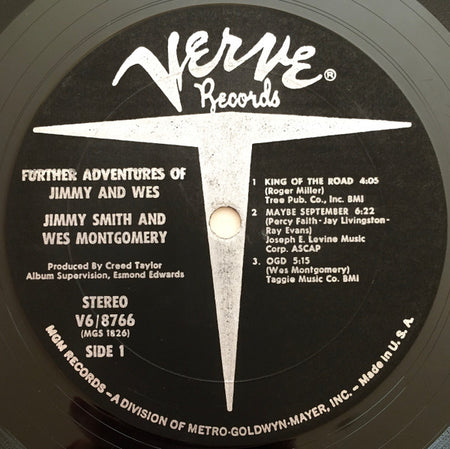 Jimmy Smith And Wes Montgomery : Further Adventures Of Jimmy And Wes (LP, Album)
