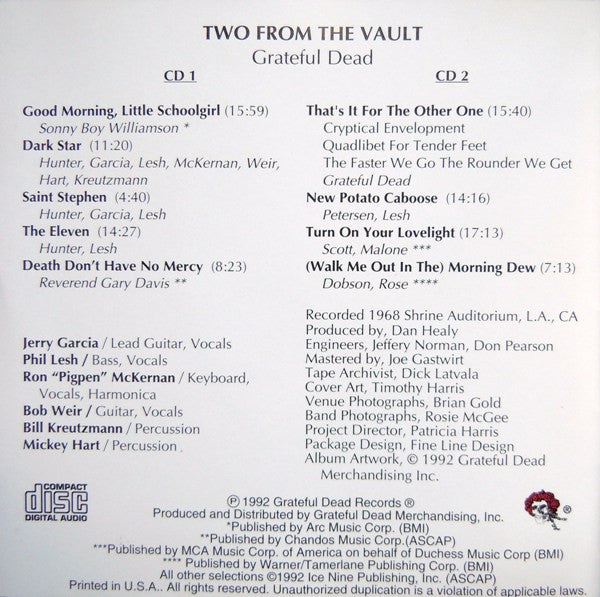 The Grateful Dead : Two From The Vault (2xCD, Album, RP)