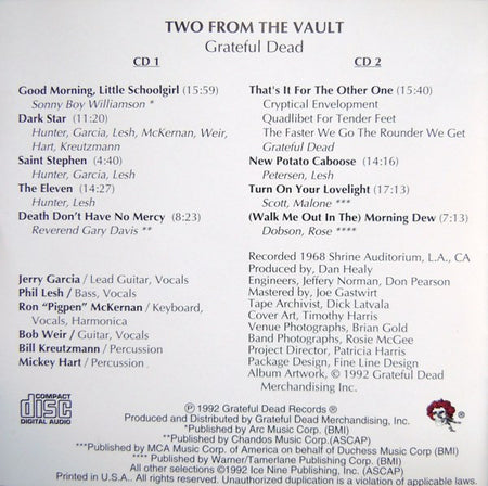 The Grateful Dead : Two From The Vault (2xCD, Album, RP)