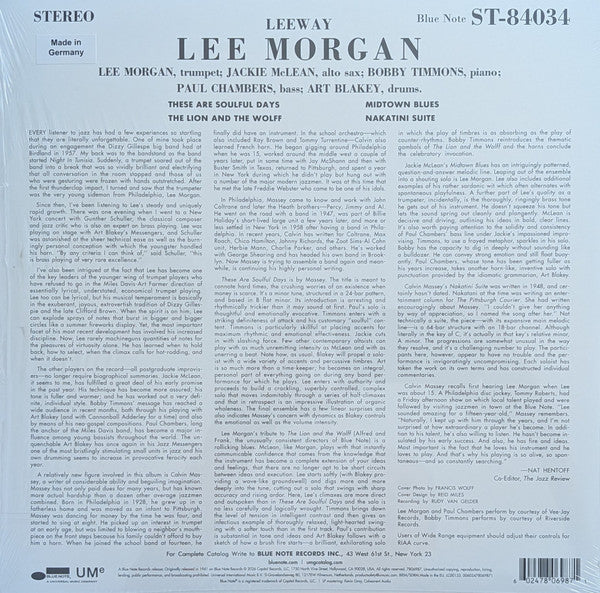 Lee Morgan : Leeway (LP, Album, RE, 180)