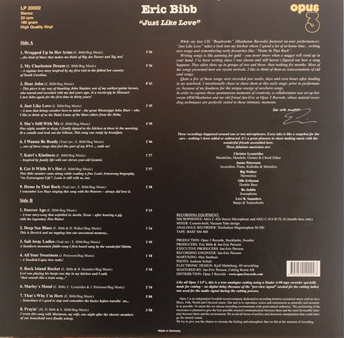 Eric Bibb : Just Like Love (LP, Album, RE, 180)