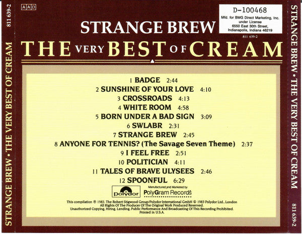 Cream (2) : Strange Brew - The Very Best Of Cream (CD, Comp, Club, RE)