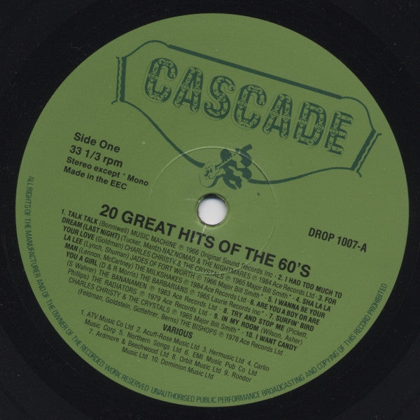 Various : 20 Great Hits Of The 60's (LP, Comp)