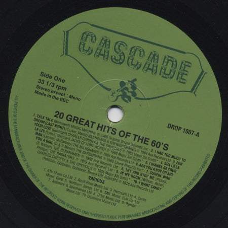 Various : 20 Great Hits Of The 60's (LP, Comp)