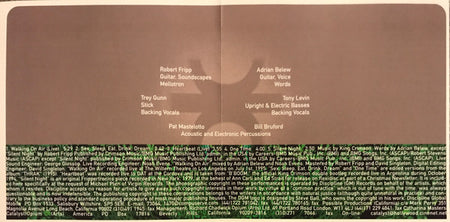 King Crimson : Sex Sleep Eat Drink Dream (CD, Single, Promo)