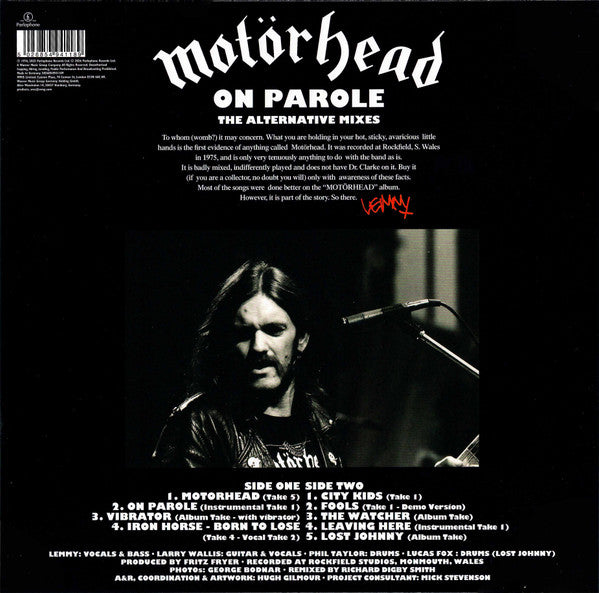 Motörhead : On Parole (The Alternative Mixes) (LP, Album, RE, Bla)