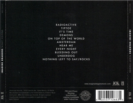 Imagine Dragons : Night Visions (CD, Album)
