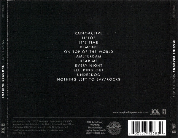 Imagine Dragons : Night Visions (CD, Album)