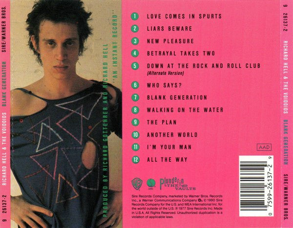 Richard Hell & The Voidoids : Blank Generation (CD, Album, RE)