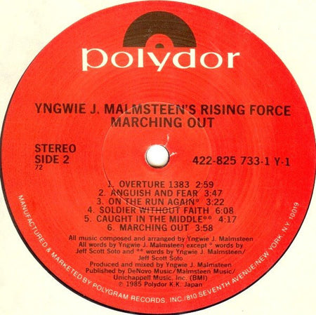 Yngwie J. Malmsteen's Rising Force : Marching Out (LP, Album, PRC)