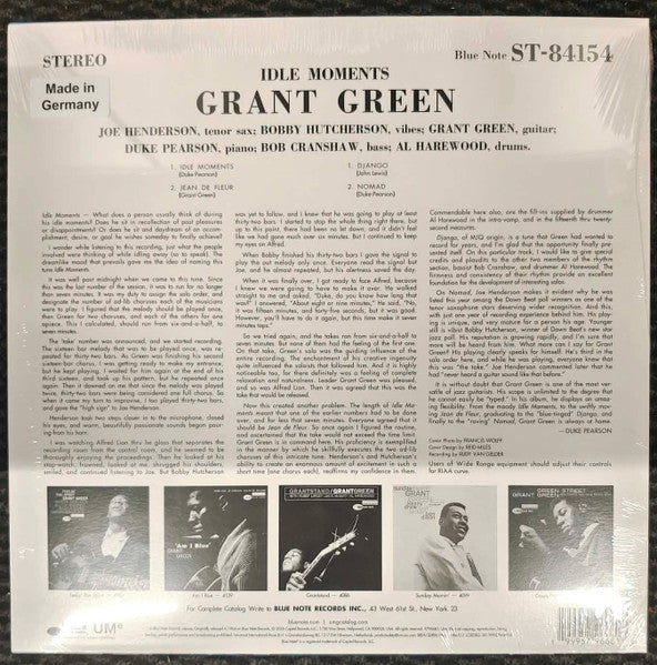 Grant Green : Idle Moments (LP, Album, RE, 140)