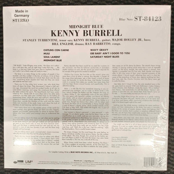Kenny Burrell : Midnight Blue (LP, Album, RE, 140)