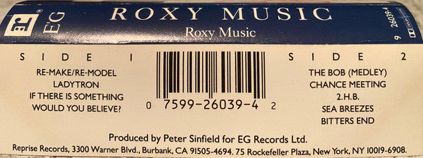 Roxy Music : Roxy Music (Cass, Album, RE, SR)