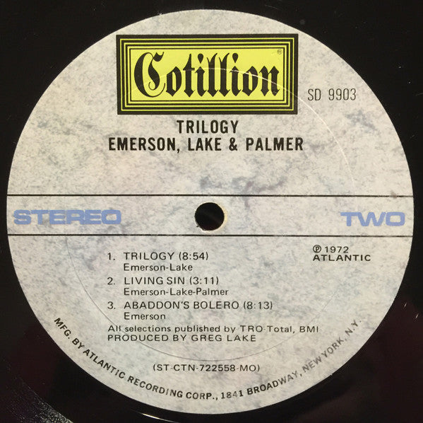 Emerson, Lake & Palmer : Trilogy (LP, Album, MO )