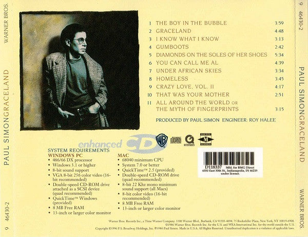 Paul Simon : Graceland (CD, Album, Club, Enh, RE)