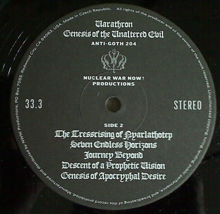 Varathron : Genesis Of The Unaltered Evil (2xLP, Comp, RM)