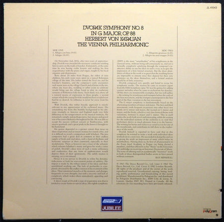 Dvořák*, Herbert von Karajan, Vienna Philharmonic* : Symphony No. 8 (LP, RE)