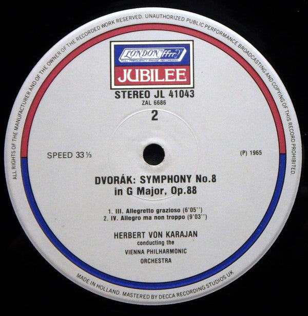Dvořák*, Herbert von Karajan, Vienna Philharmonic* : Symphony No. 8 (LP, RE)
